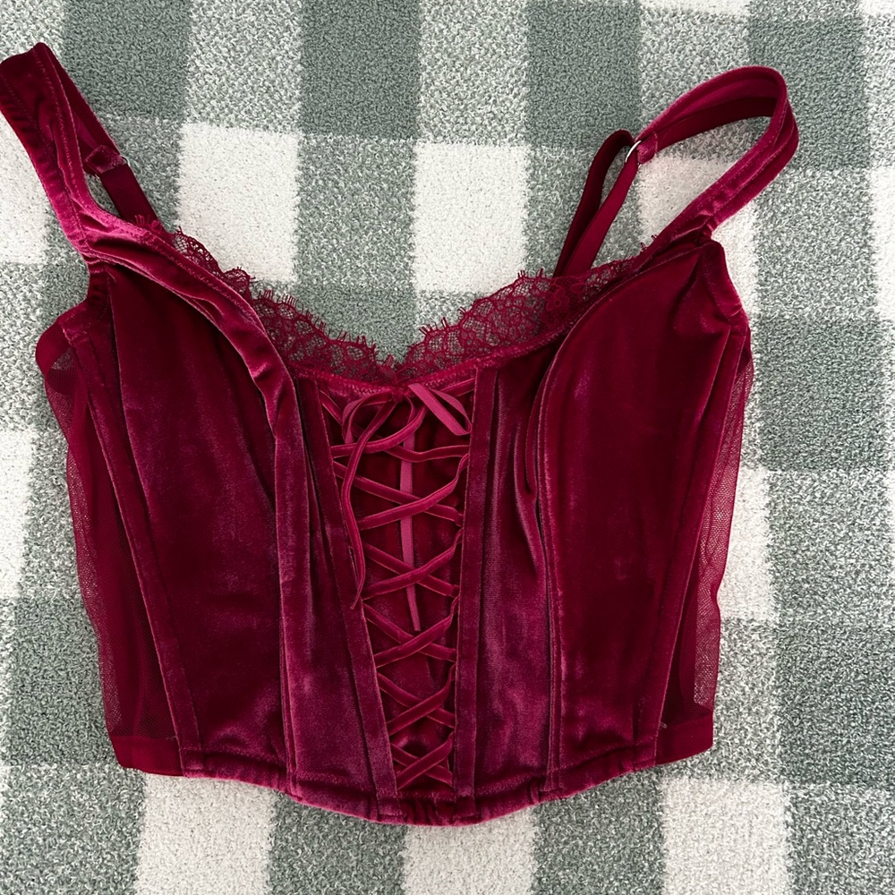 Victoria's Secret Burgundy Lace-Up Top